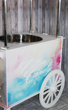 Load image into Gallery viewer, Candy Floss Cart, Cotton Candy Cart Various Sizes from 220cm (7ft) tall to 105cm (3ft) Tall, with Clear acrylic Top to Hold Sweets