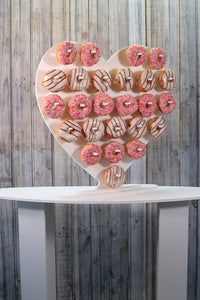 Donut Wall, Heart Design Holds 25 - 50 Donuts 61x61cm White Plastic Freestanding