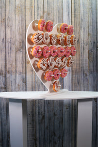 Donut Wall, Heart Design Holds 25 - 50 Donuts 61x61cm White Plastic Freestanding