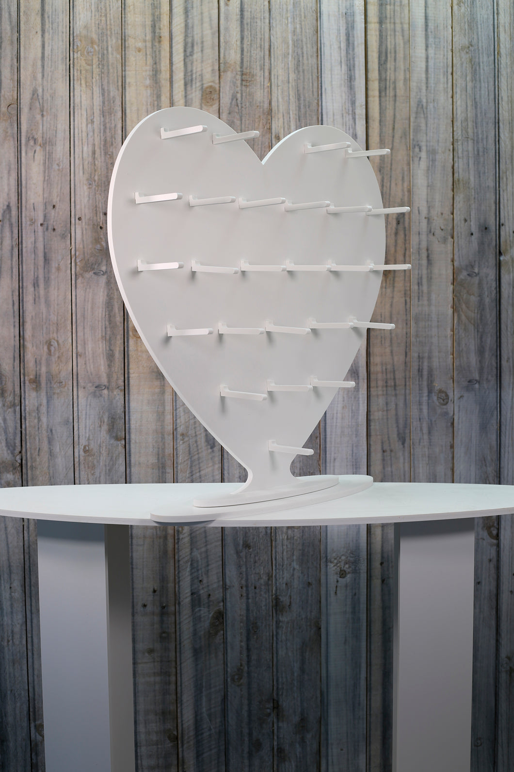 Donut Wall, Heart Design Holds 25 - 50 Donuts 61x61cm White Plastic Freestanding