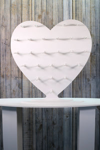 Donut Wall, Heart Design Holds 25 - 50 Donuts 61x61cm White Plastic Freestanding