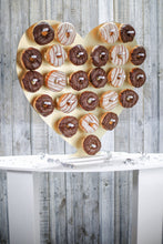 Load image into Gallery viewer, Donut Wall, Heart Design Holds 25 - 50 Donuts 61x61cm Brushed Gold Aluminium Freestanding