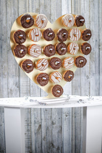 Donut Wall, Heart Design Holds 25 - 50 Donuts 61x61cm Brushed Gold Aluminium Freestanding