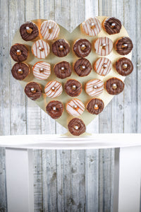 Donut Wall, Heart Design Holds 25 - 50 Donuts 61x61cm Brushed Gold Aluminium Freestanding