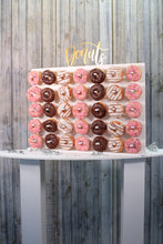 Load image into Gallery viewer, Donut Wall, Doughnut Wall Donuts With Gold Acrylic sign  White Plastic Freestanding