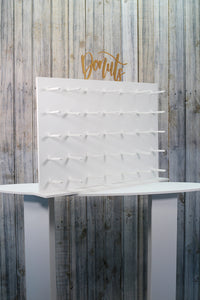 Donut Wall, Doughnut Wall Donuts With Gold Acrylic sign  White Plastic Freestanding