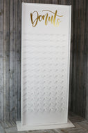 Donut Wall Doughnut Wall 1.9M Tall With Gold acrylic engraved text Freestanding. White