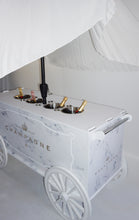 Load image into Gallery viewer, Champagne Cart, Drinks Cart Double Width 1.5m wide with 3m x 2m Huge Umbrella . Outdoor Sun/Rain Shade