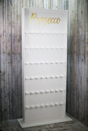 Champagne Wall, Prosecco Wall 1.9m Tall, Holds 48 Glasses. Freestanding. White